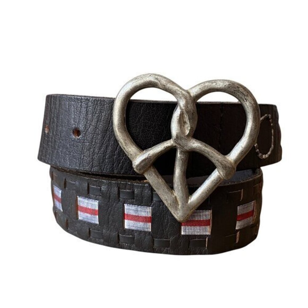 Tailor Vintage Heat Buckle Woven Leather Belt - Size Small